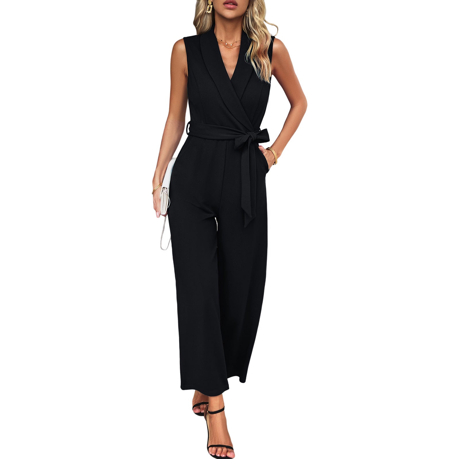 Eleganter Freizeit-Jumpsuit für Damen – Ärmellos & High-Waist